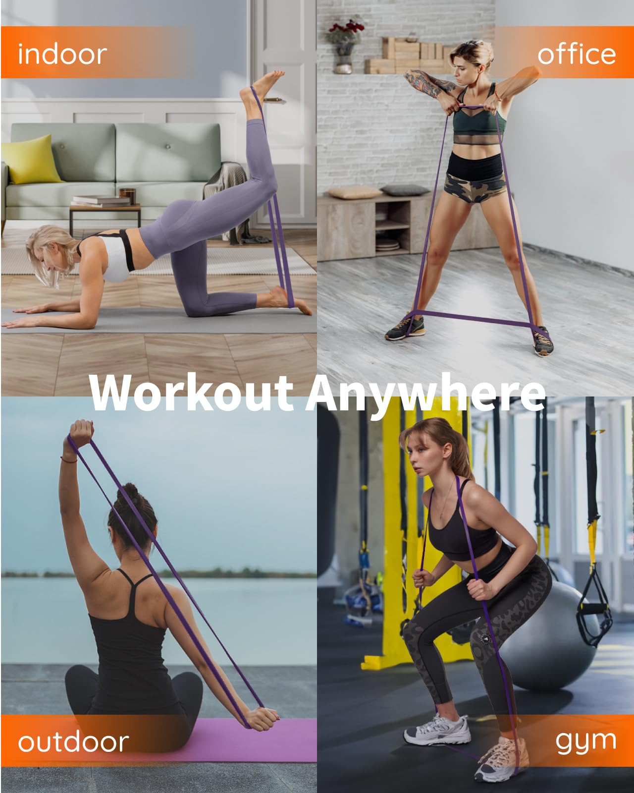 Fitness Resistance Bands Set of 6 - Pull Up Bands for Men Women, Workout Bands Resistance with Door Anchor, Training Poster & Pouch, Pull Up Assistance Bands for Stretching/Therapy/Home Gym/Fitness