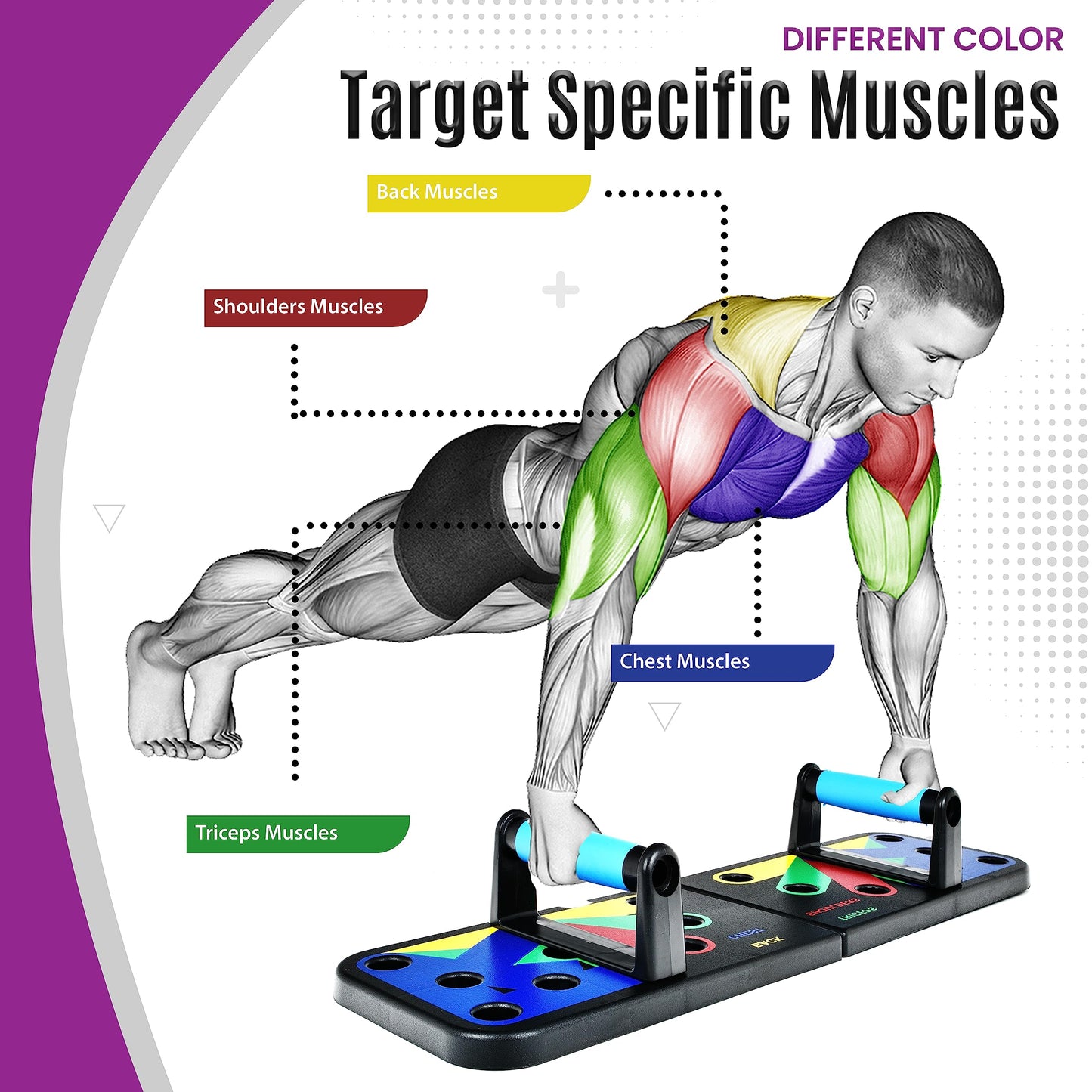 MG Push Up Board for Men & Women, Multi-Function Foldable Pushup Board, Muscle max Push Up Board for Floor, Fitness Strength & Exercise Training Equipment for Home Workout