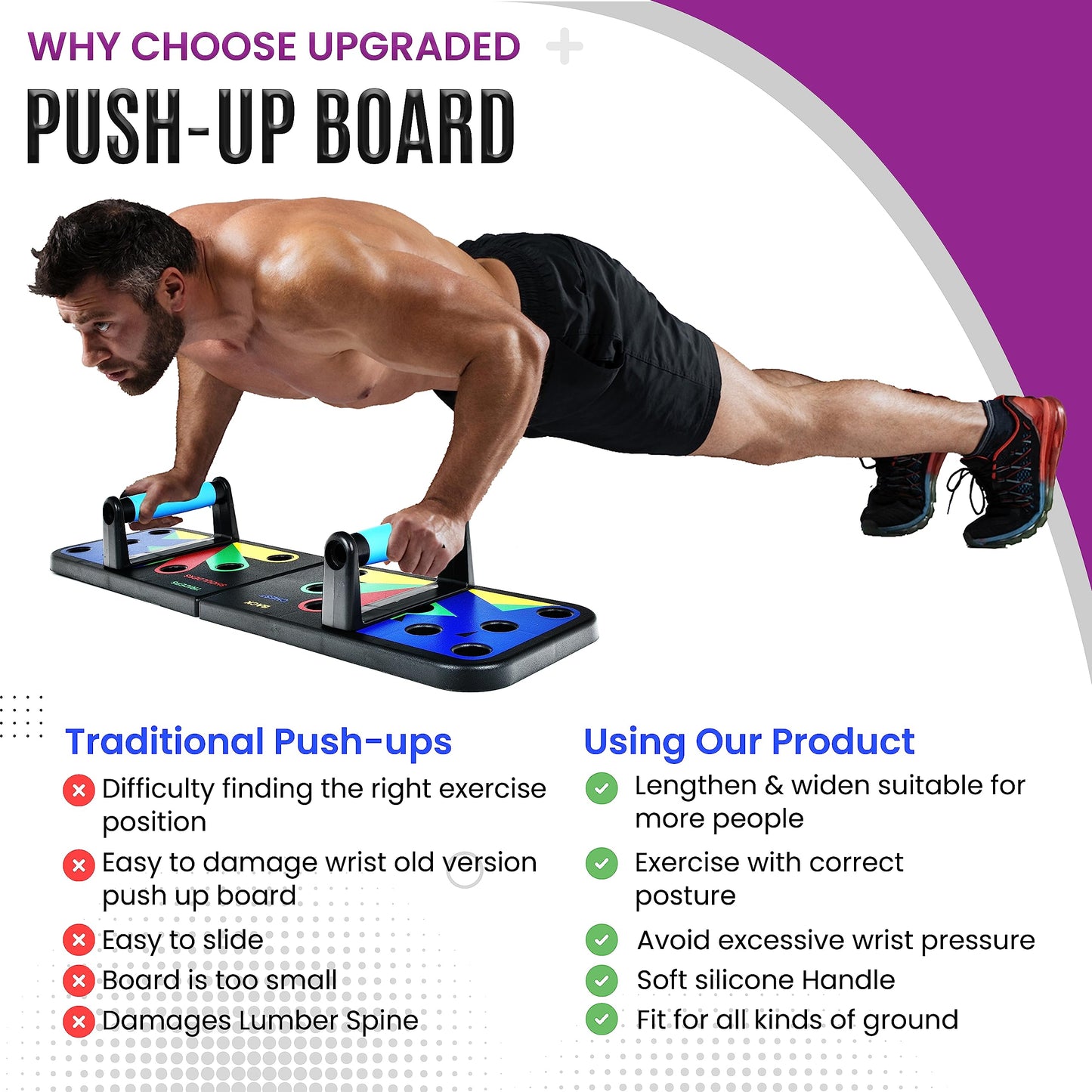 MG Push Up Board for Men & Women, Multi-Function Foldable Pushup Board, Muscle max Push Up Board for Floor, Fitness Strength & Exercise Training Equipment for Home Workout