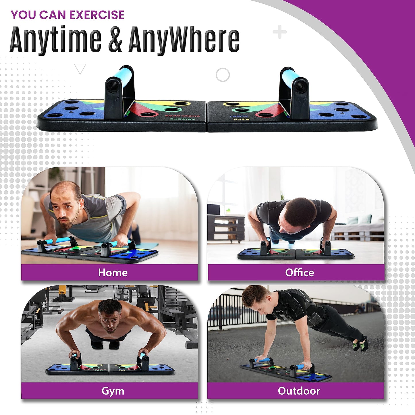 MG Push Up Board for Men & Women, Multi-Function Foldable Pushup Board, Muscle max Push Up Board for Floor, Fitness Strength & Exercise Training Equipment for Home Workout