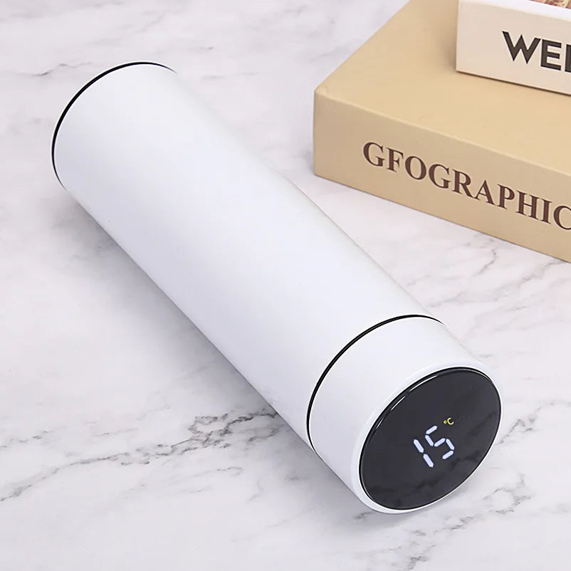 Smart vacuum insulated water bottle with temperature display and stainless steel body