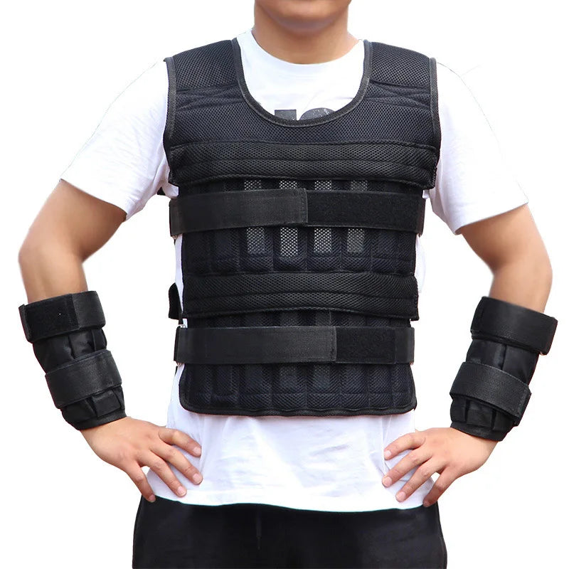 20kg Weighted Vest Adjustable Loading Weight Jacket Exercise Weightloading Gym Equipment Boxing Training Waistcoat (Only vest)