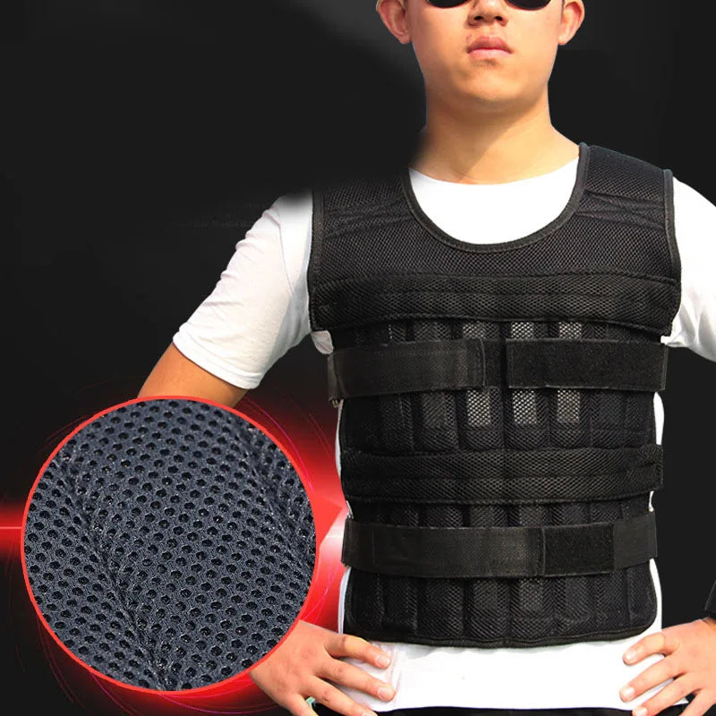 20kg Weighted Vest Adjustable Loading Weight Jacket Exercise Weightloading Gym Equipment Boxing Training Waistcoat (Only vest)