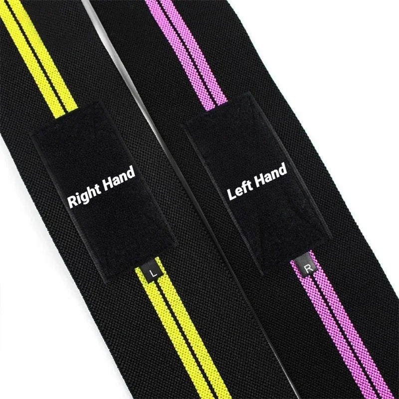 Two open wrist straps displayed side by side, designed for left and right hand support