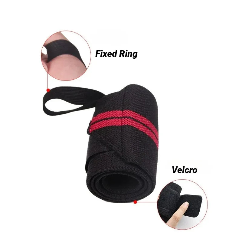 Close-up of wrist strap showing fixed ring and adjustable Velcro closure for secure support