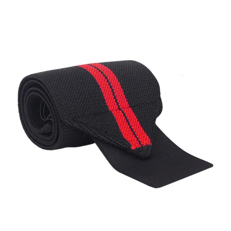 Close-up of a wrist strap featuring a vibrant red stripe design