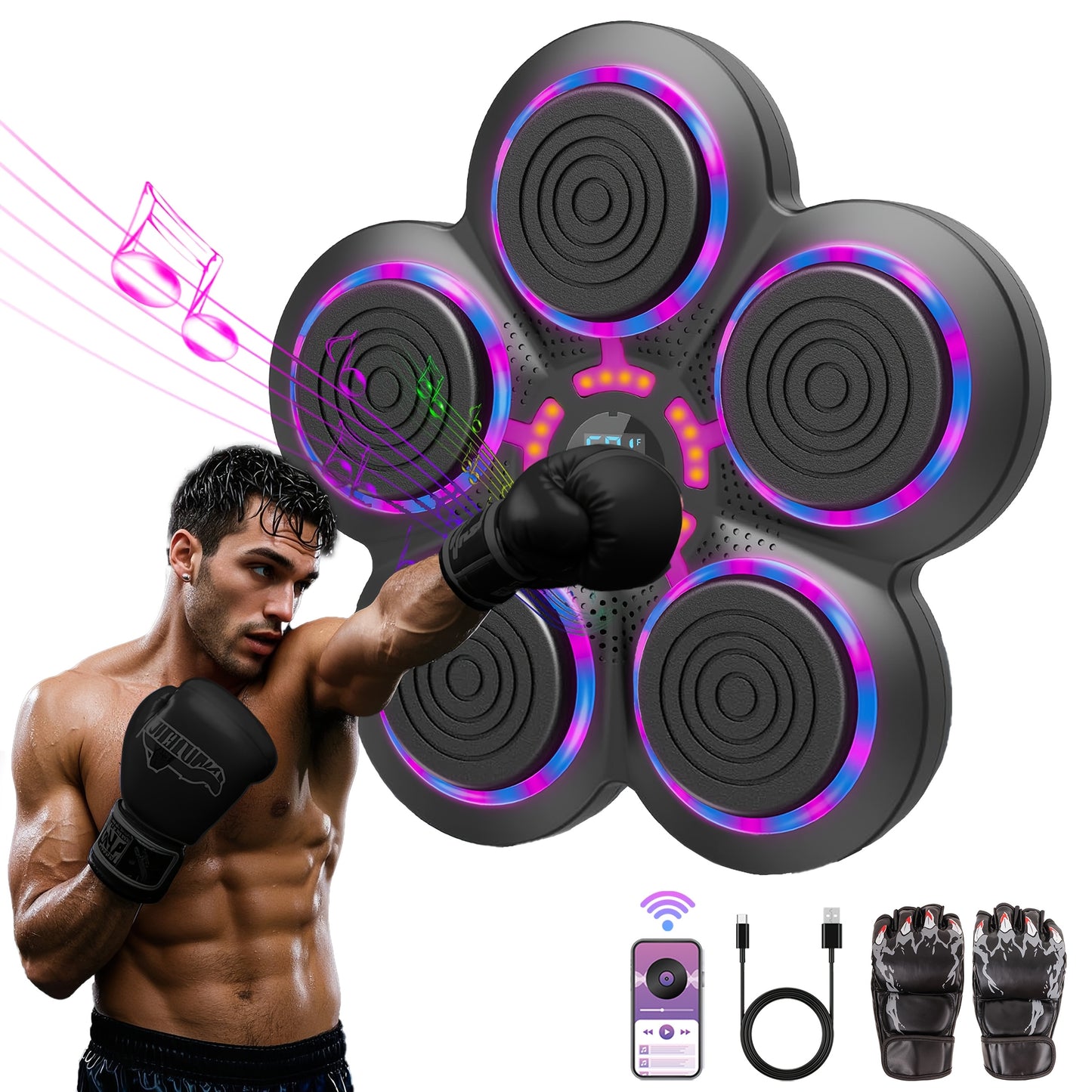 Wall-mounted boxing machine with targets 