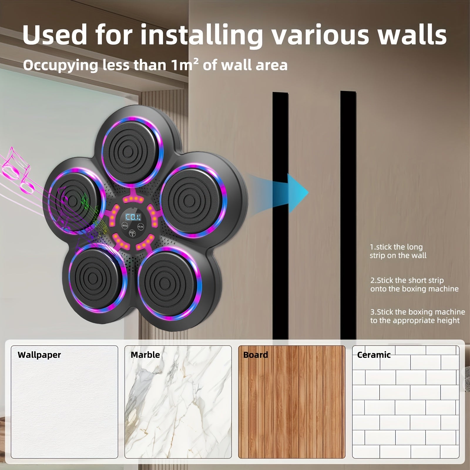 Wall-mounted boxing machine with targets 