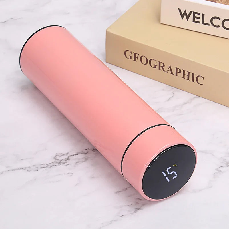 Smart vacuum insulated water bottle with temperature display and stainless steel body