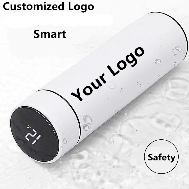 Smart vacuum insulated water bottle with temperature display and stainless steel body