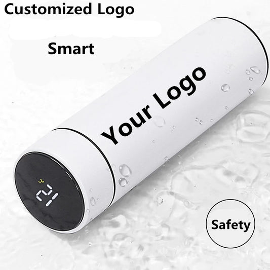 Smart vacuum insulated water bottle with temperature display and stainless steel body