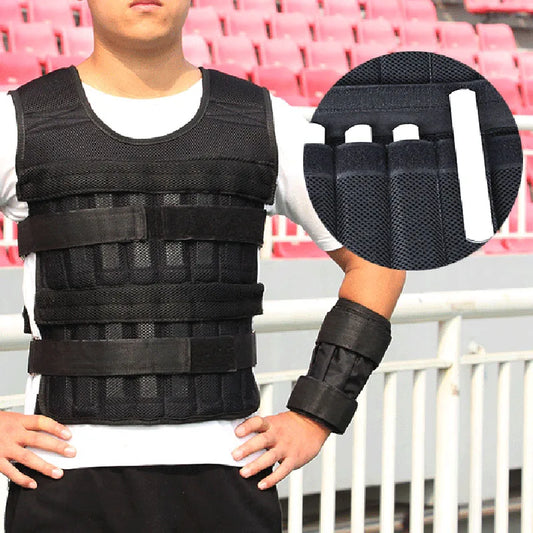 20kg Weighted Vest Adjustable Loading Weight Jacket Exercise Weightloading Gym Equipment Boxing Training Waistcoat （Only vest）
