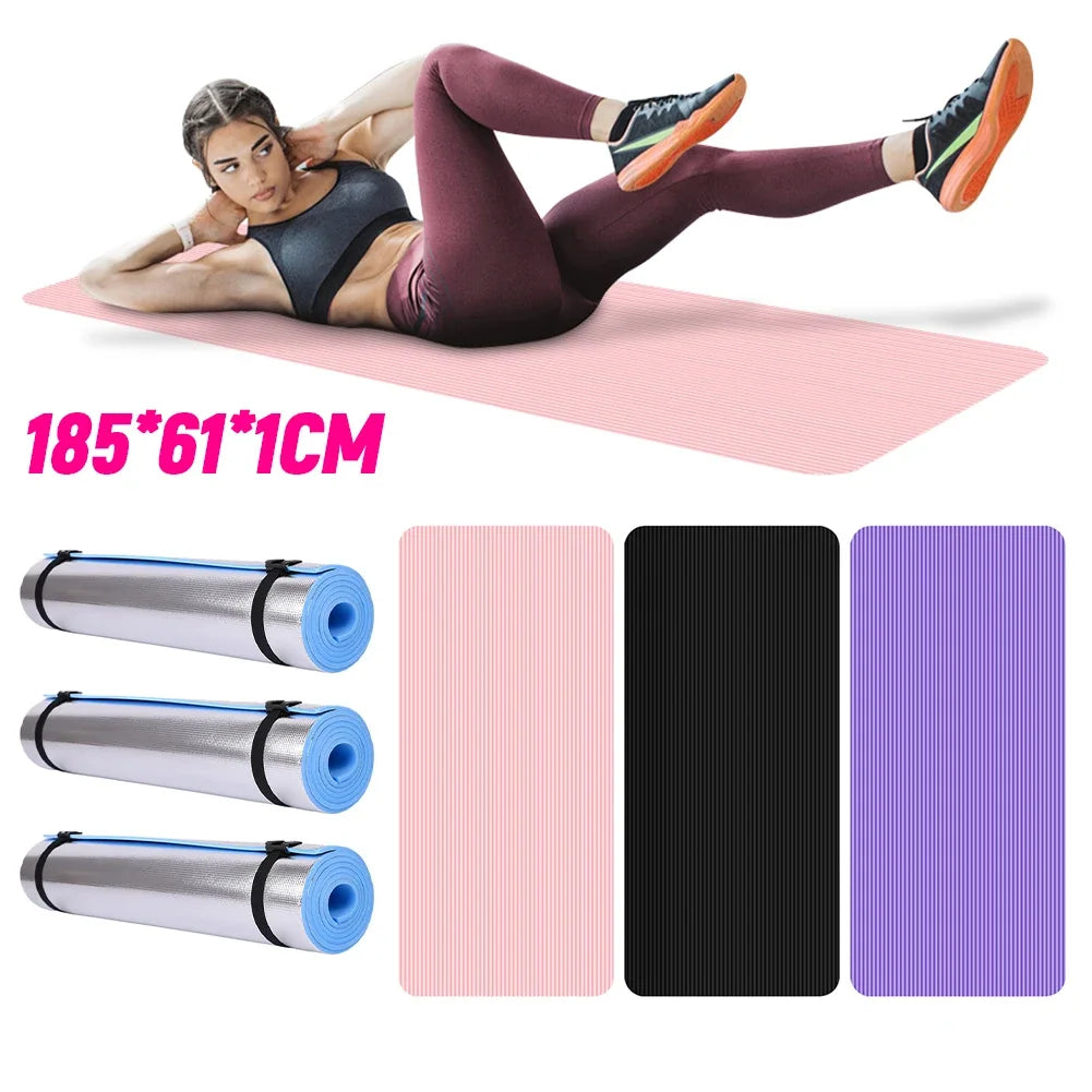 Thick non-slip solid color yoga mat for home gym, fitness workouts, and floor exercises