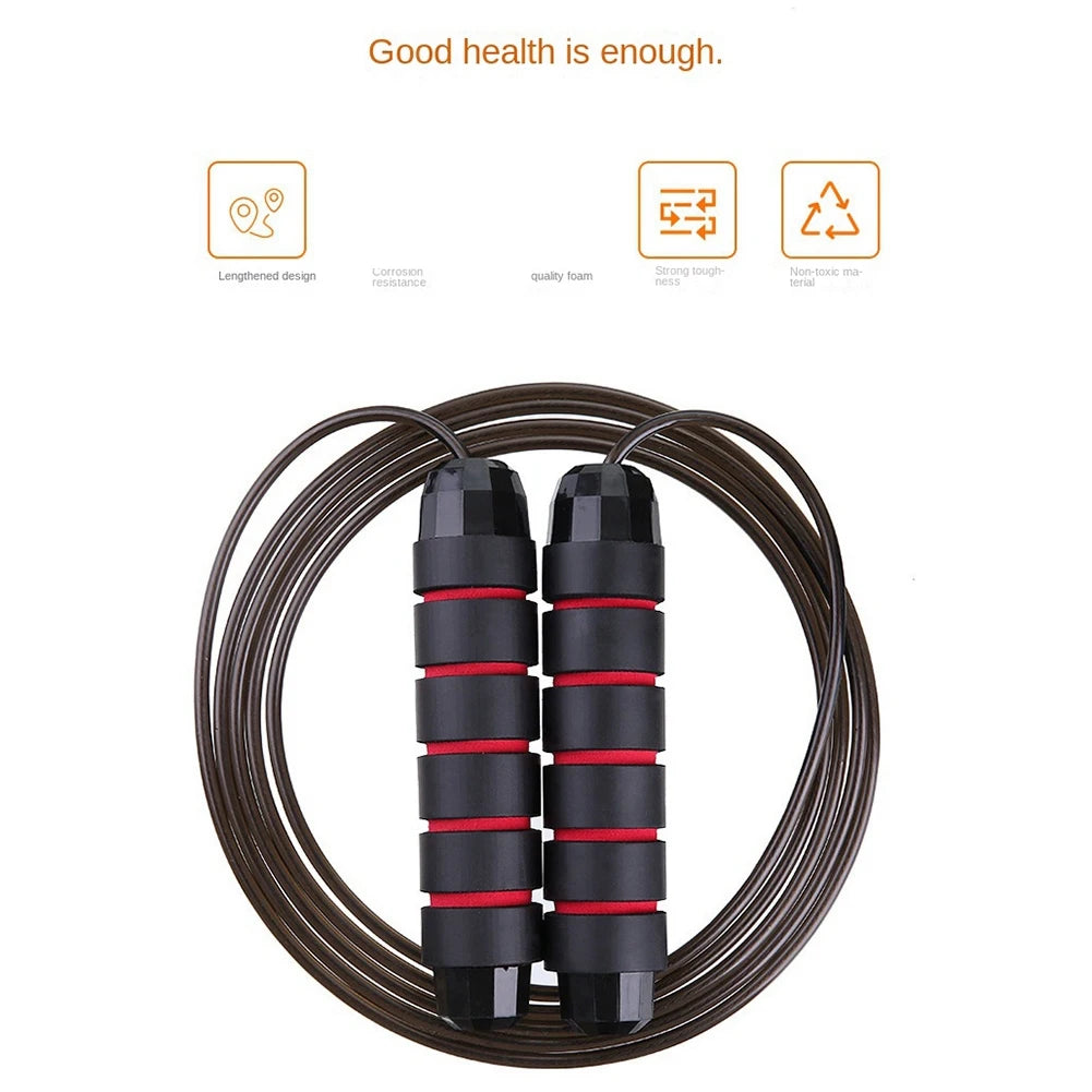 Weighted skipping rope with wire bearing for fitness and yoga training
