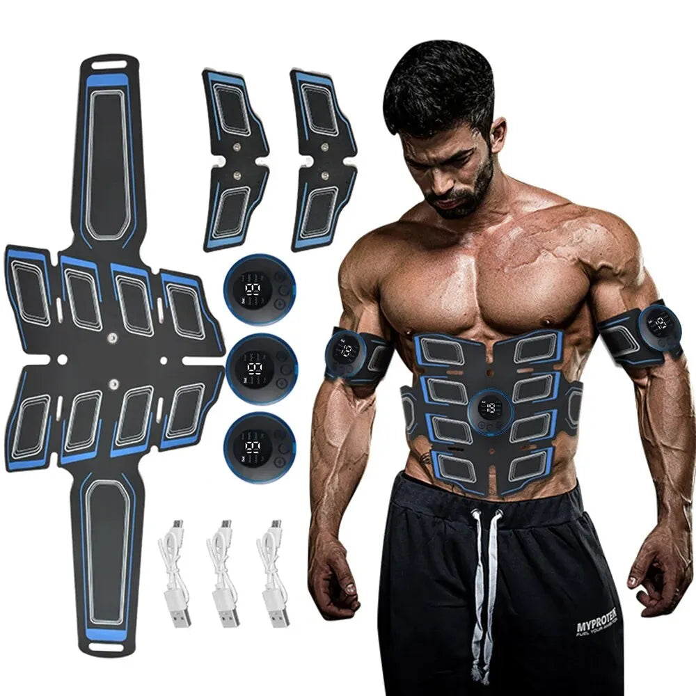 USB rechargeable abdominal muscle trainer belt for electronic fitness and toning