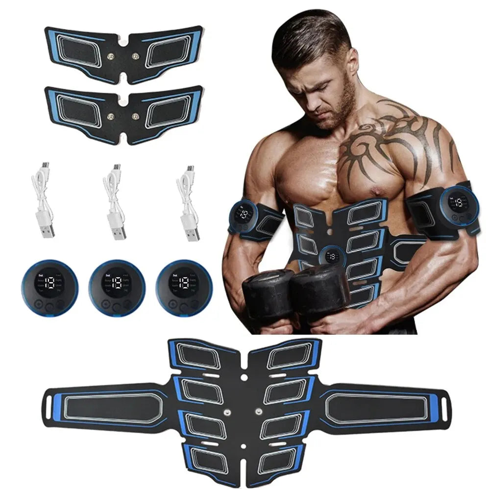 USB rechargeable abdominal muscle trainer belt for electronic fitness and toning