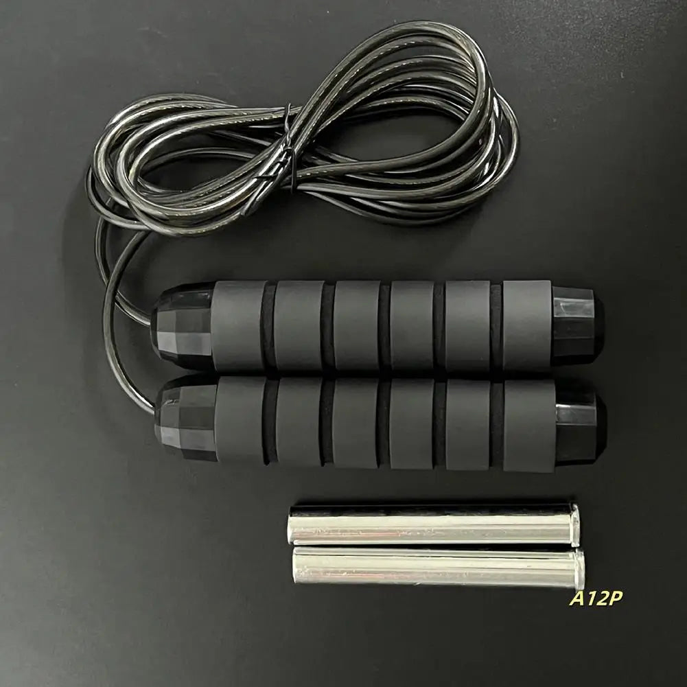 Weighted skipping rope with wire bearing for fitness and yoga training