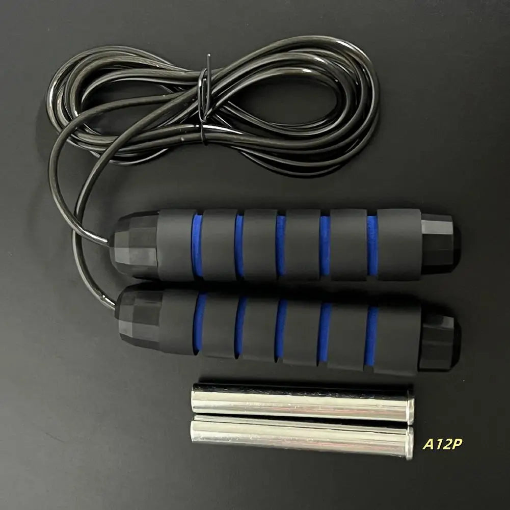 Weighted skipping rope with wire bearing for fitness and yoga training