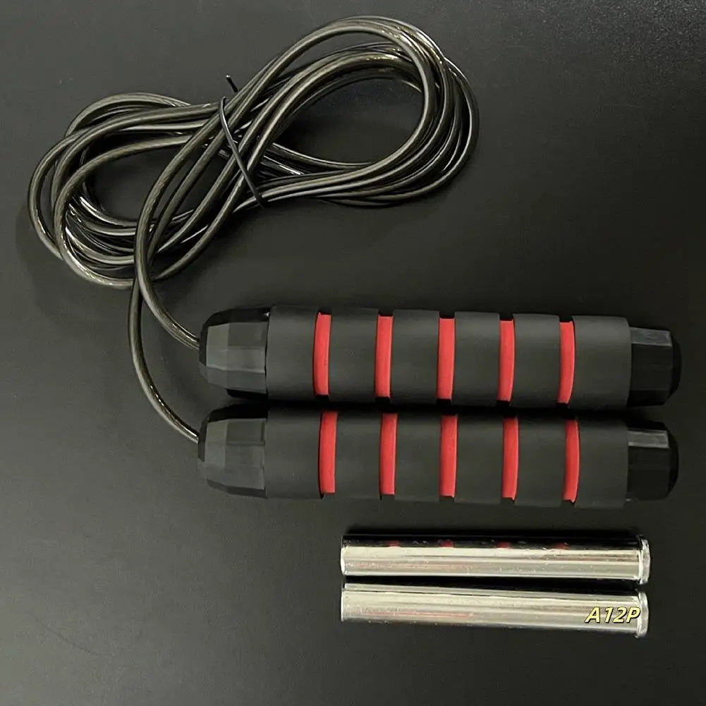 Weighted skipping rope with wire bearing for fitness and yoga training