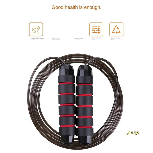 Weighted skipping rope with wire bearing for fitness and yoga training