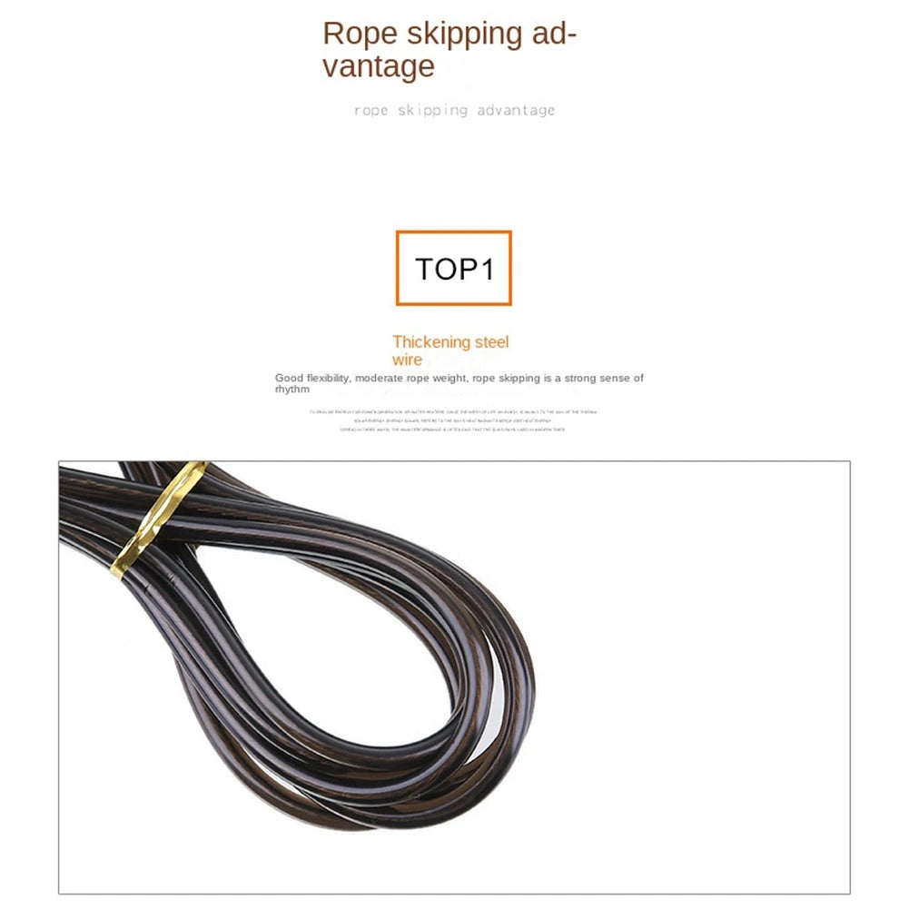 Weighted skipping rope with wire bearing for fitness and yoga training