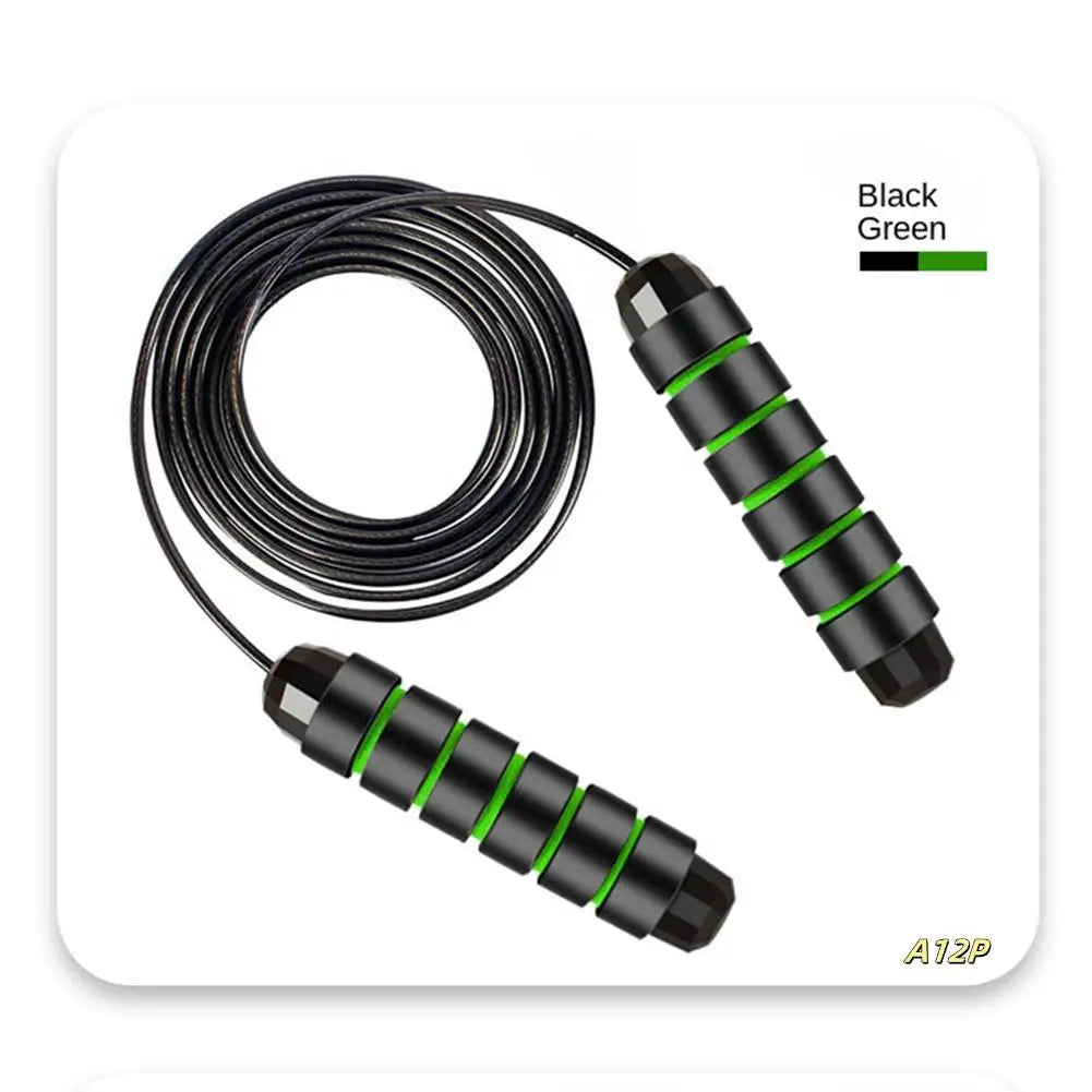 Weighted skipping rope with wire bearing for fitness and yoga training