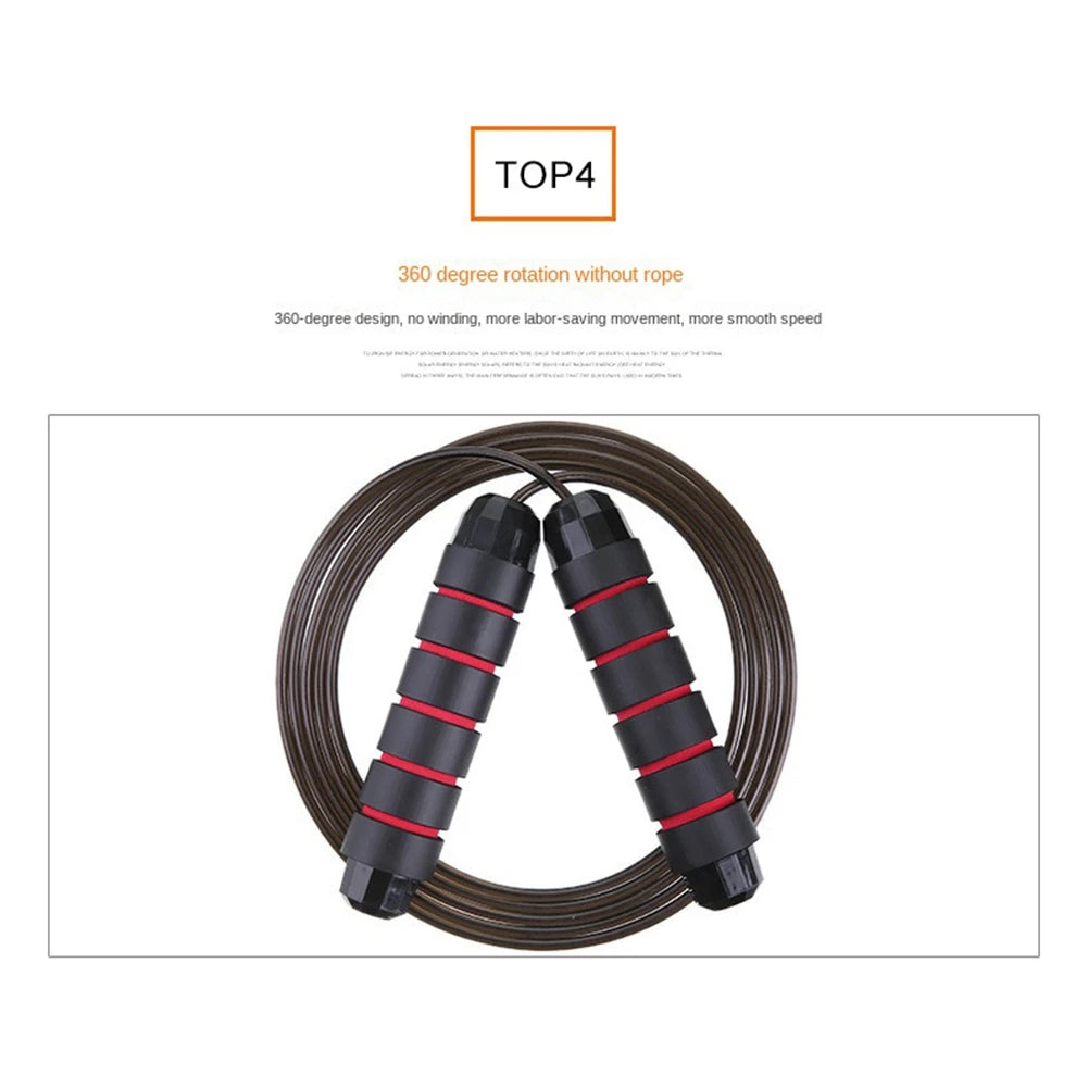 Weighted skipping rope with wire bearing for fitness and yoga training
