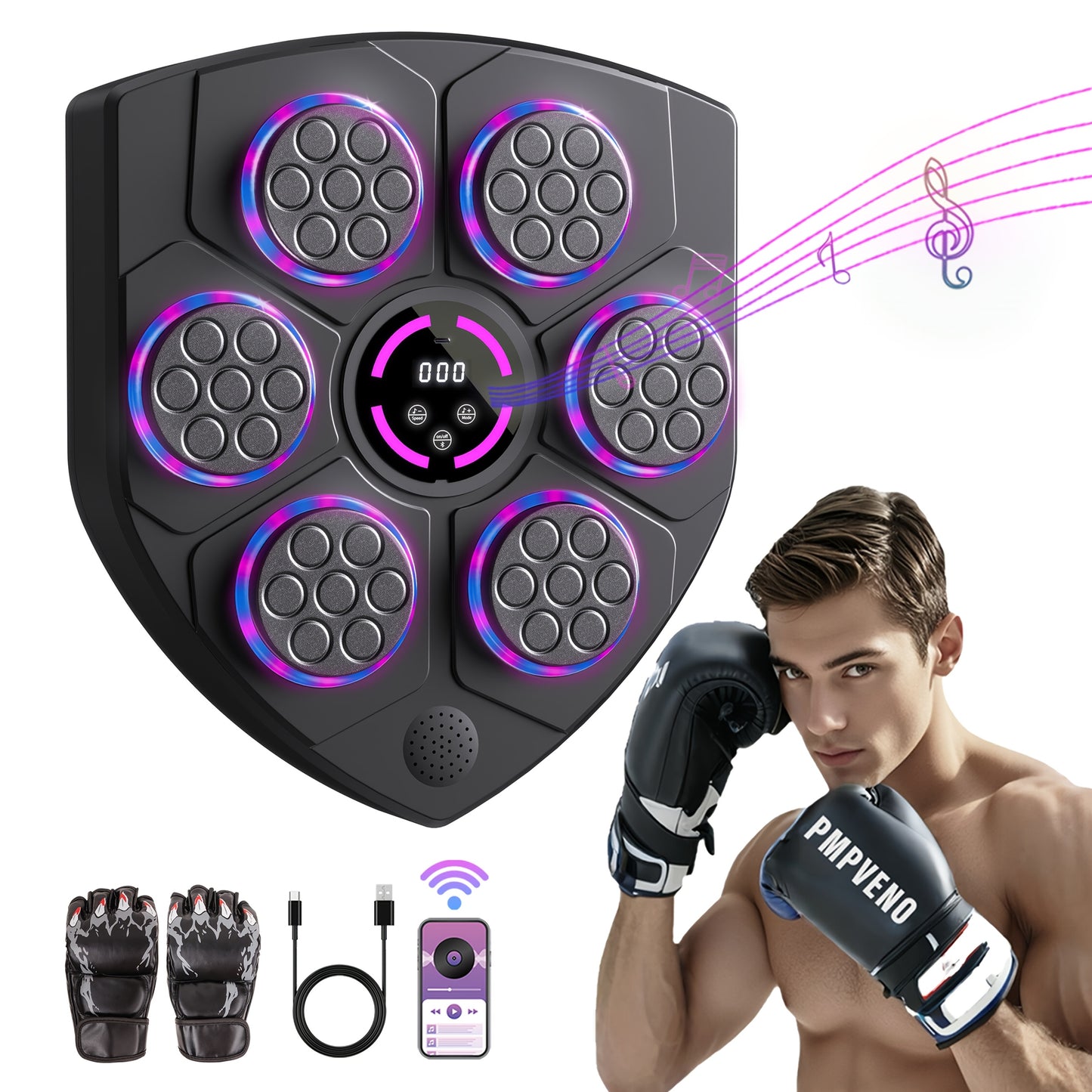 Wall-mounted boxing machine with targets