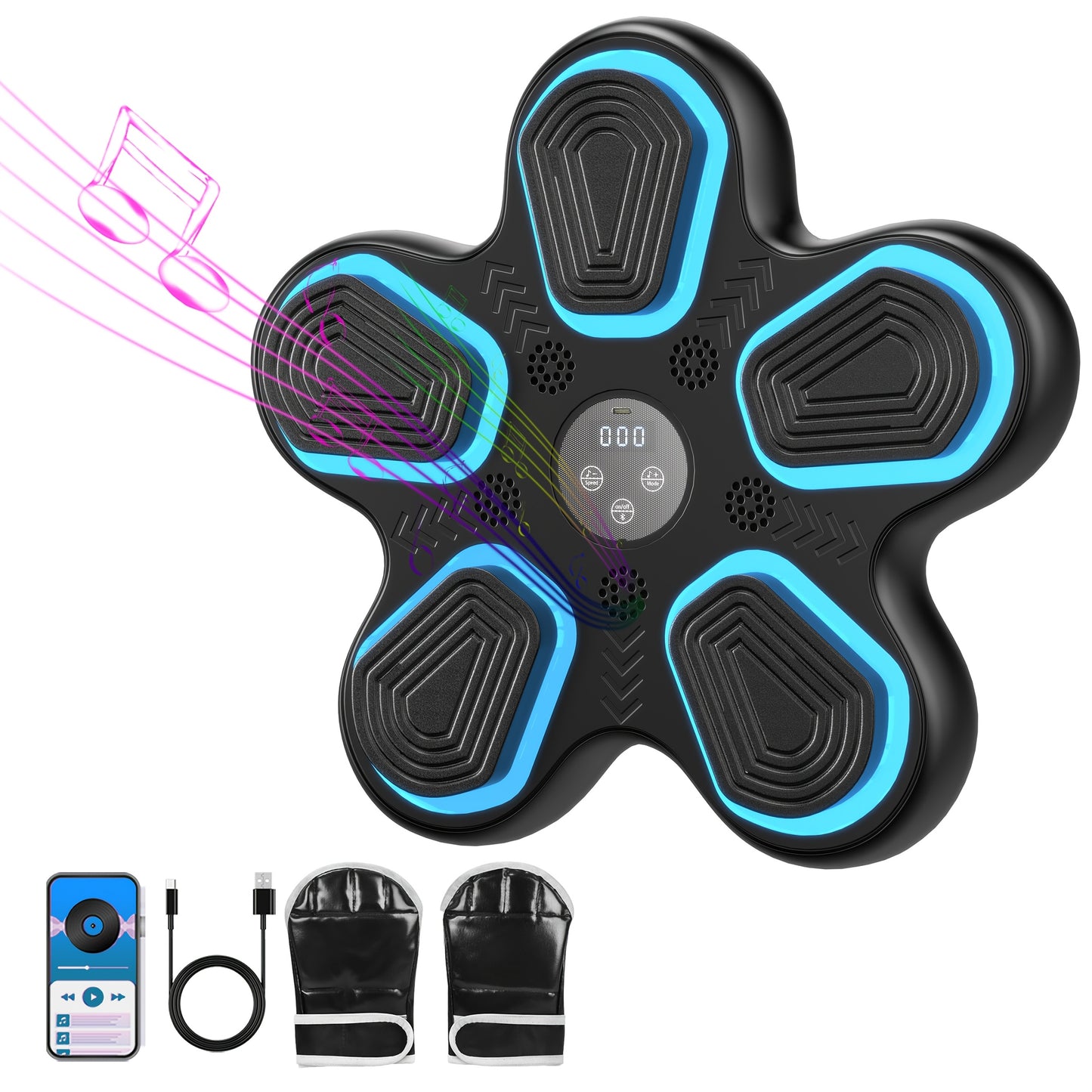 [Music Boxing Trainer] Intelligent Music Boxing Machine - Wall Mounted Electronic Fitness Striking Equipment for Home, Indoor and Gym Use with Boxing Gloves
